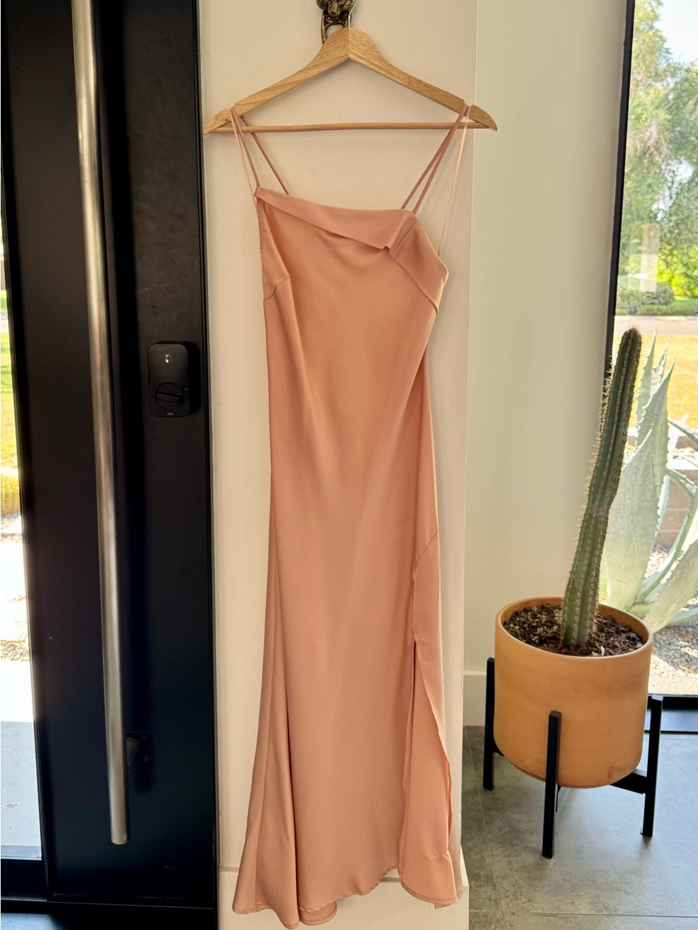 Astr One-Shoulder Blush Slip Dress